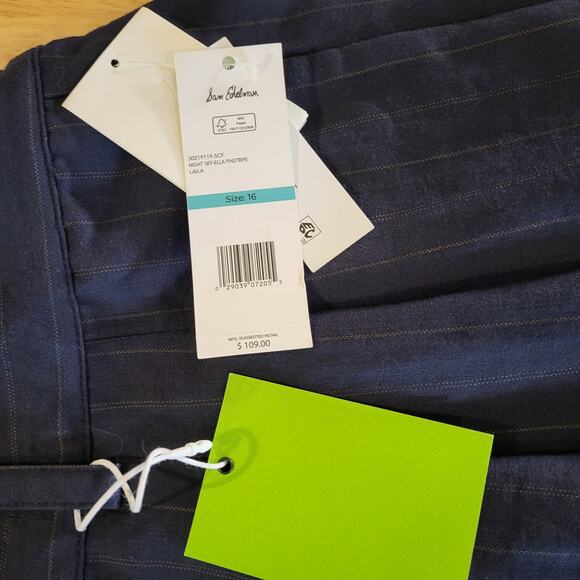 Sam Edelman Laila Pants Pinstripe Elastic Waist Pockets Viscos Nylon Size 16 - Picture 10 of 16